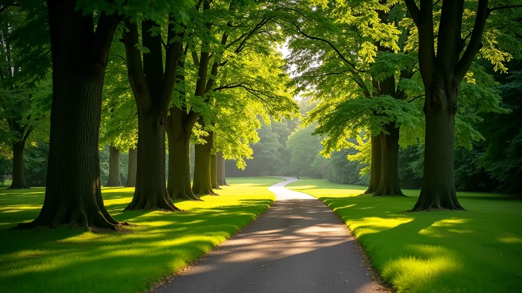 Marlay Park walking path through green trees